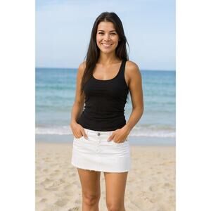 American Eagle White Denim Mini Skirt | Frayed Hem | 2012